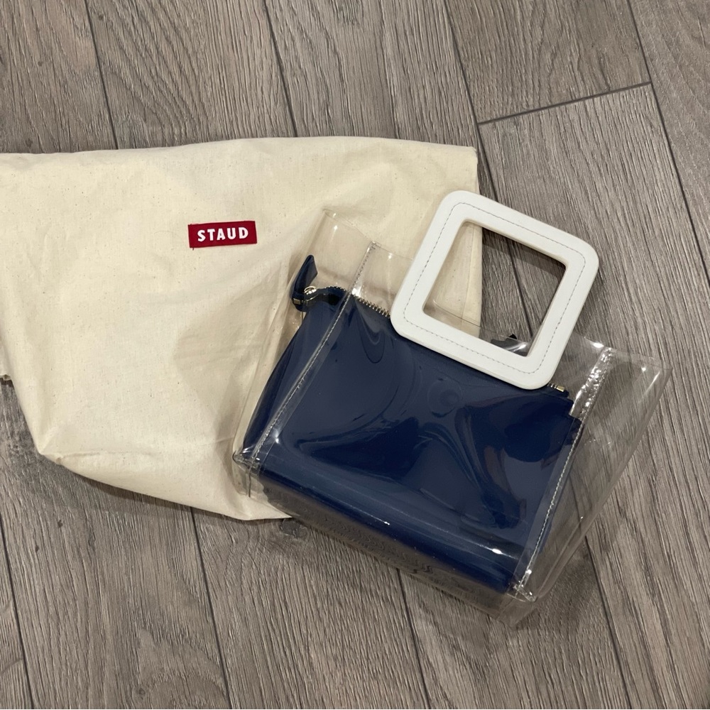 Staud mini Shirley PVC bag in navy